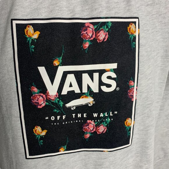 Womens Vans Rare Off The Wall Crew Sweatshirt Floral Sz S Grey - Picture 2 of 6